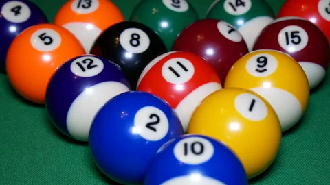 Break the pyramid in billiards. Clouse up. Stock Footage 165073036