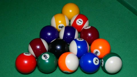 Break the pyramid in billiards. Stock Footage 165072805