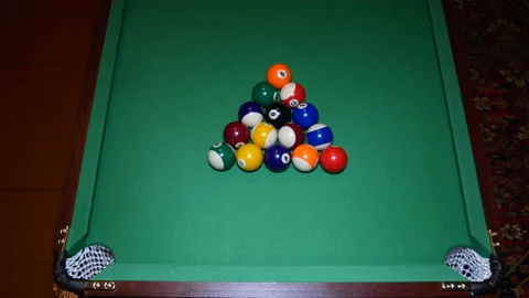 Break the pyramid in billiards. Stock Footage 165072860