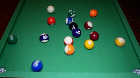 Break the pyramid in billiards. Stock Footage 165072897