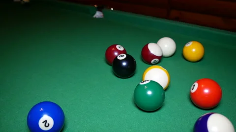Break the pyramid in billiards. Stock Footage 165072934