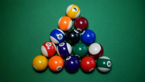Break the pyramid in billiards. Stock Footage 166466820