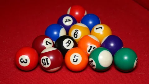 Break the pyramid in billiards. Stock Footage 167834337