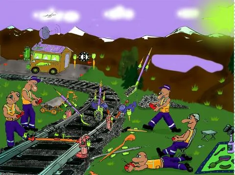 Break at the railway Stock Illustration