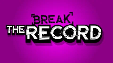 Break the record conceptual broken big letter grunge crashed clean illustration Stock Illustration