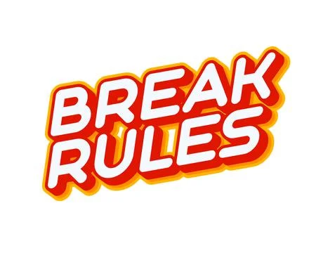 Break Rules. Phrase lettering isolated on white colourful text effect design  Illustrazione stock