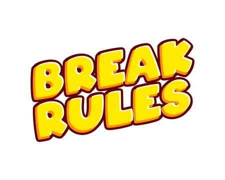 Break Rules. Phrase lettering isolated on white colourful text effect design  Illustrazione stock
