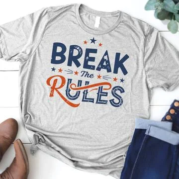 Break The Rules Retro Grunge Tee Stock Illustration