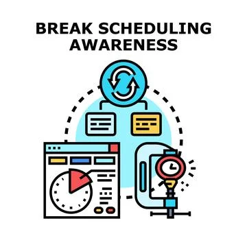 Break scheduling awareness for employee time management Stock Illustration