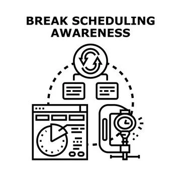 Break scheduling awareness for employee time management Stock Illustration