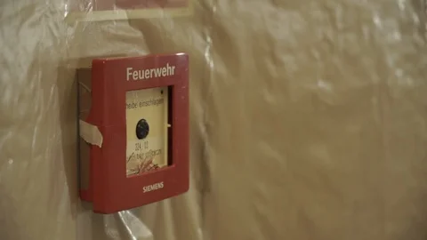 Break Security Glass and Trigger Fire Alarm Button Stock Footage