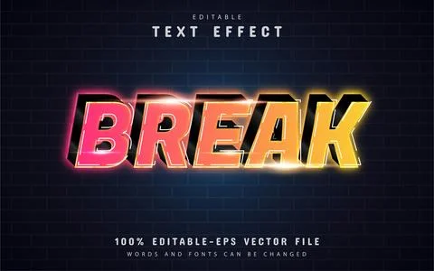 Break text effect with gradient Illustrazione stock