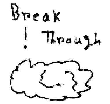 Break through handwritten text concept with handwritten typography graphics Stock-Illustration