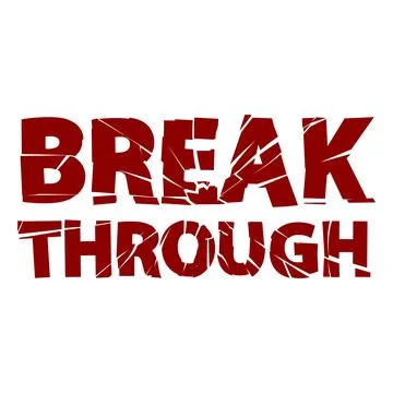 Break through slogan, vector crash typographic destroy alphabet, broken glass Illustrazione stock