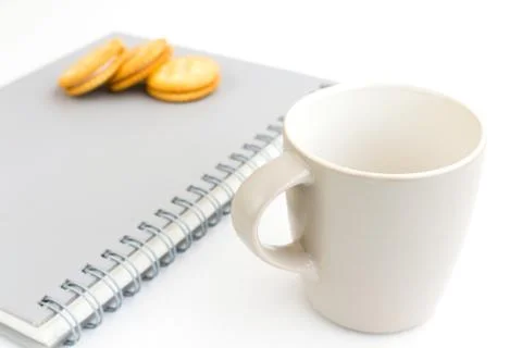 Break time and coffee cup  isolated on white Stock Photos