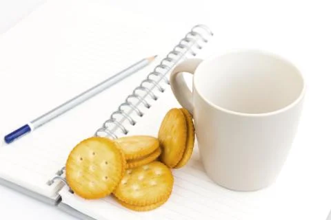 Break time and coffee cup  isolated on white Stock Photos