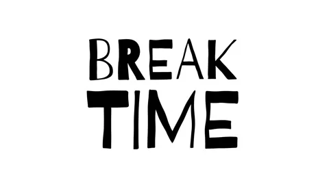 Break time animated handwritten text typography on white background. Stock Footage 346801045
