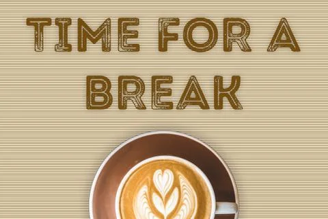 BREAK TIME Coffee Cup Concept Stock Photos