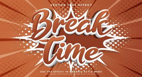 Break Time editable text effect template Stock Illustration