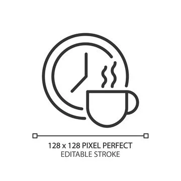 Break time pixel perfect linear icon 스톡 일러스트