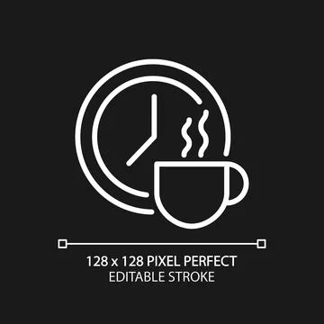 Break time pixel perfect white linear icon for dark theme 스톡 일러스트