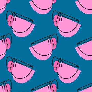 Break time tea cups seamless background. repeat pattern background design 스톡 일러스트
