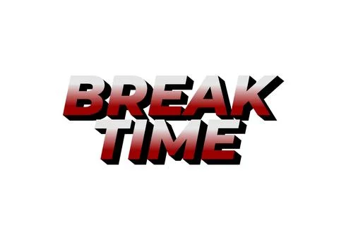 Break time. Text effect in 3D look with eye catching colors Illustrazione stock