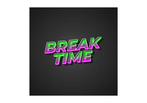 Break time. Text effect in 3D look with eye catching colors Stock Illustration