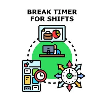 Break timer for shifts concept vector icon Stock Illustration