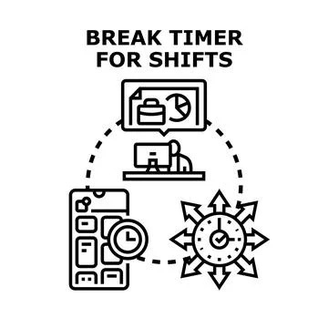 Break timer for shifts concept vector icon Stock Illustration