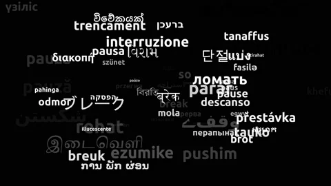 Break Translated in 64 Worldwide Languages Endless Looping 3d Zooming Wordclo Stock Footage 145198292