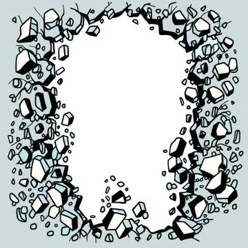 Break in the wall destructive background Stock Illustration