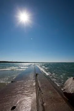 Break Wall on Lake Huron Stock-Fotos