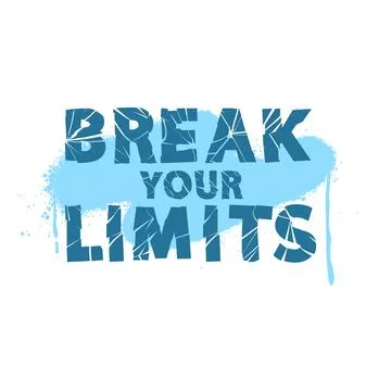 Break your limits slogan on graffiti spray paint stain, vector typographic Illustrazione stock