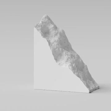 Breakaway piece of a triangular white stone slab. 3d rendering Stock Photos