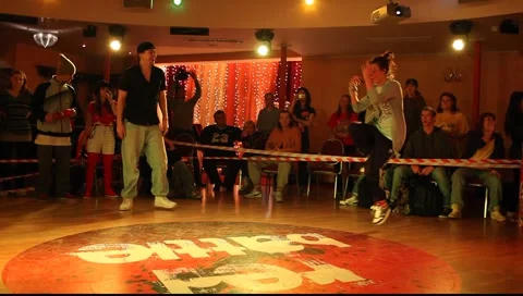 Breakdance final battle during "Red Battle 2009" breakdace event Stock Footage 989466