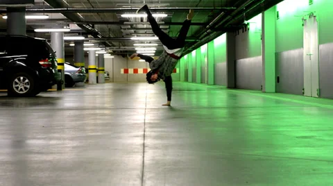 Breakdance in the garage Stock Footage 35221103