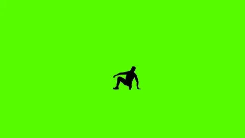 Breakdance silhouette footwork dancer dancing, slow motion, seamless loop, Green Stock Footage 127484033