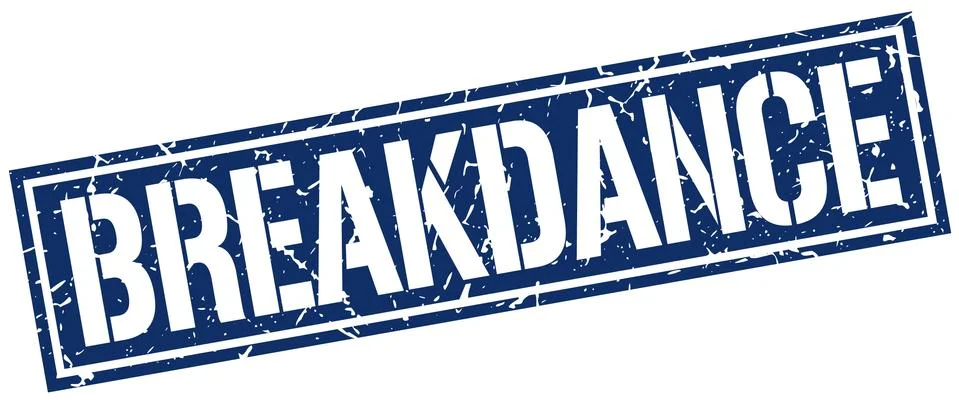Breakdance square grunge stamp Stock Illustration