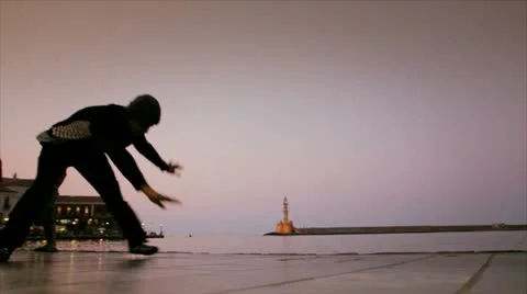 Breakdance in sunset Stock Footage