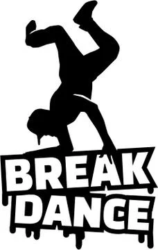 Breakdance word with silhouette Stock Illustration