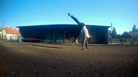 Breakdancer dancing breakdance on the street Stock Footage 46066117