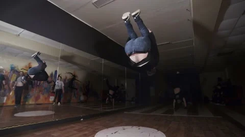 Breakdancer dancing hip hop choreography and break dance. Youth subculture Stock Footage 131878516