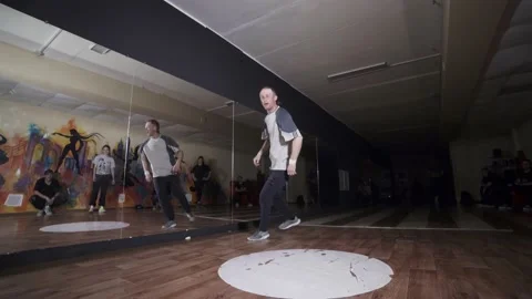 Breakdancer dancing hip hop choreography and break dance. Youth subculture Stock Footage 131878575