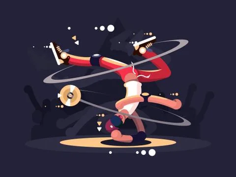 Breakdancer dancing on stage Stock Illustration