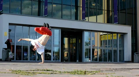 Breakdancer on the department store Stock Footage 32868400