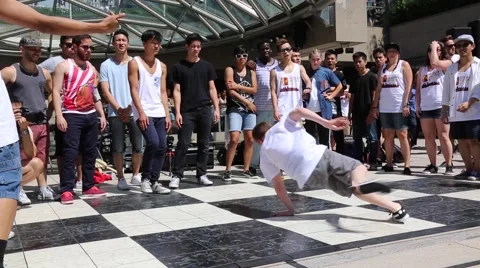 Breakdancer performing on street Stock Footage 53088845