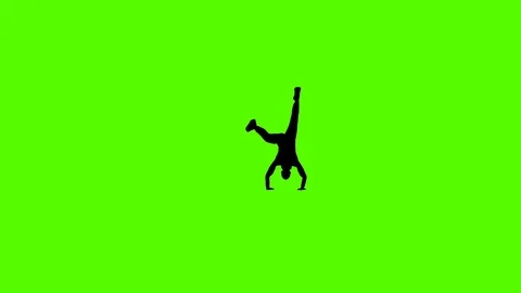 Breakdancer silhouette dancing, slow motion, Green Screen Stock Footage 127183494