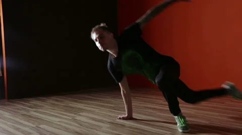 Breakdancing, dancer, dancing in the hall Stock Footage 67644323