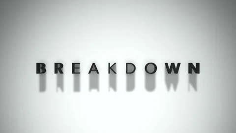 Breakdown 3D title animation matte black text on a white background Stock Footage 300715899